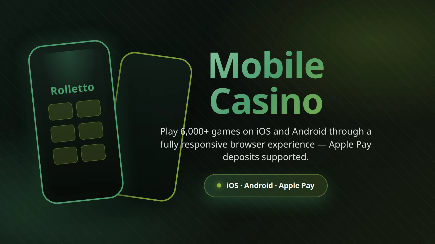 Rolletto Casino on mobile - iOS and Android browser