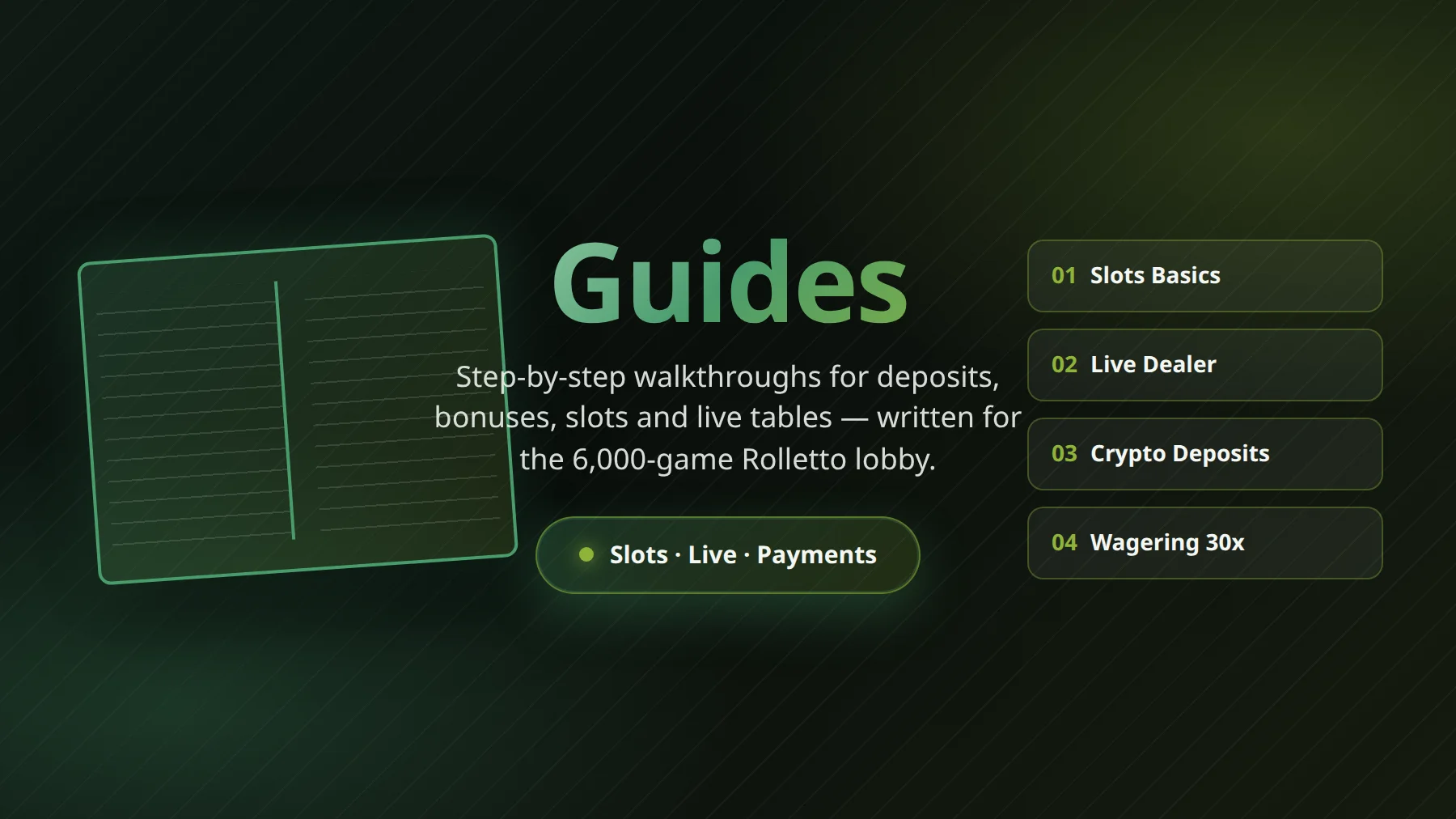 Rolletto Casino guides — registration, KYC, deposits and withdrawals